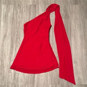 Lulu's Red One-Shoulder Asymmetric Mini Dress
